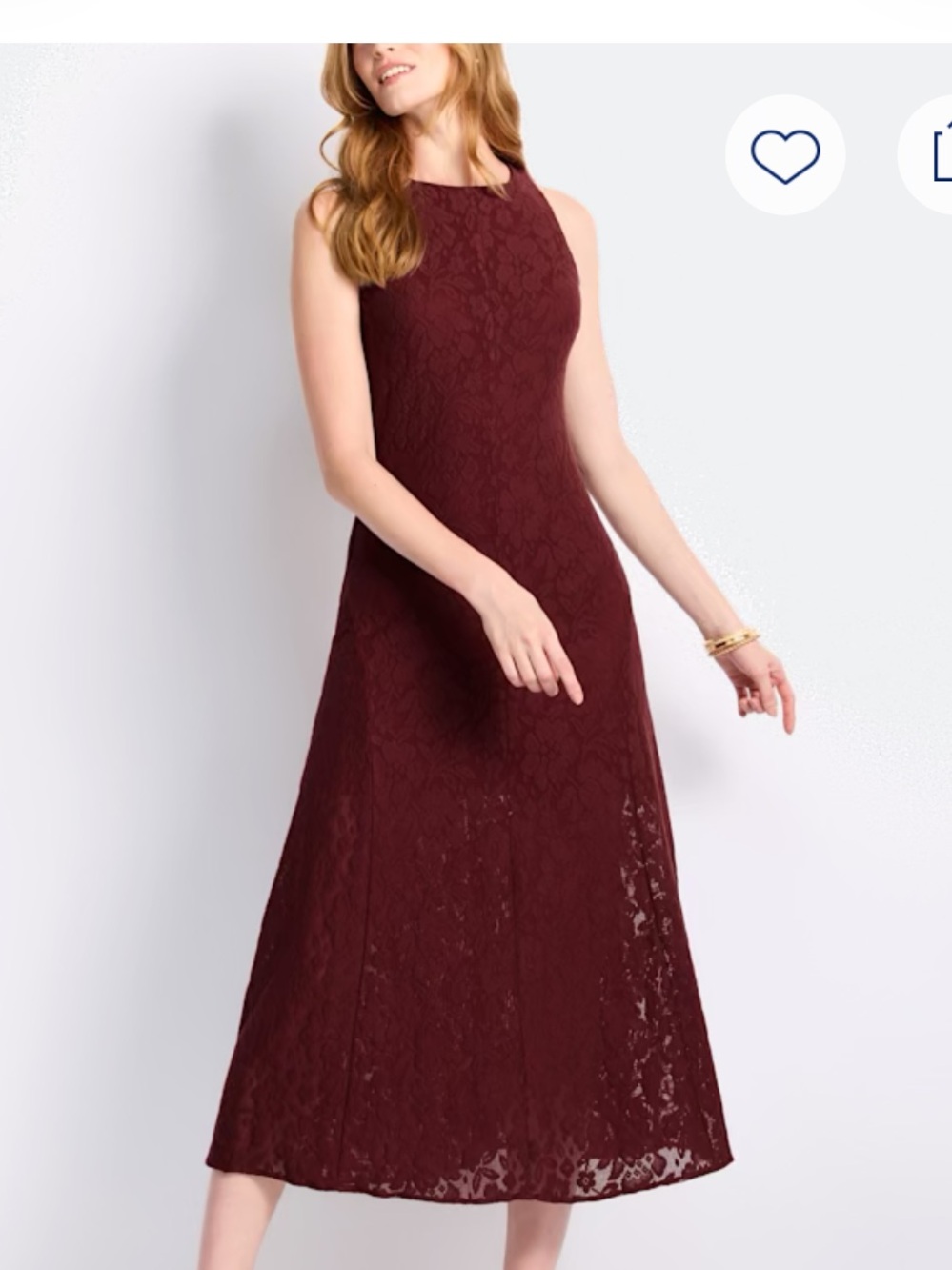 Skies Are Blue Lace Sleeveless Midi Dress in Burgundy